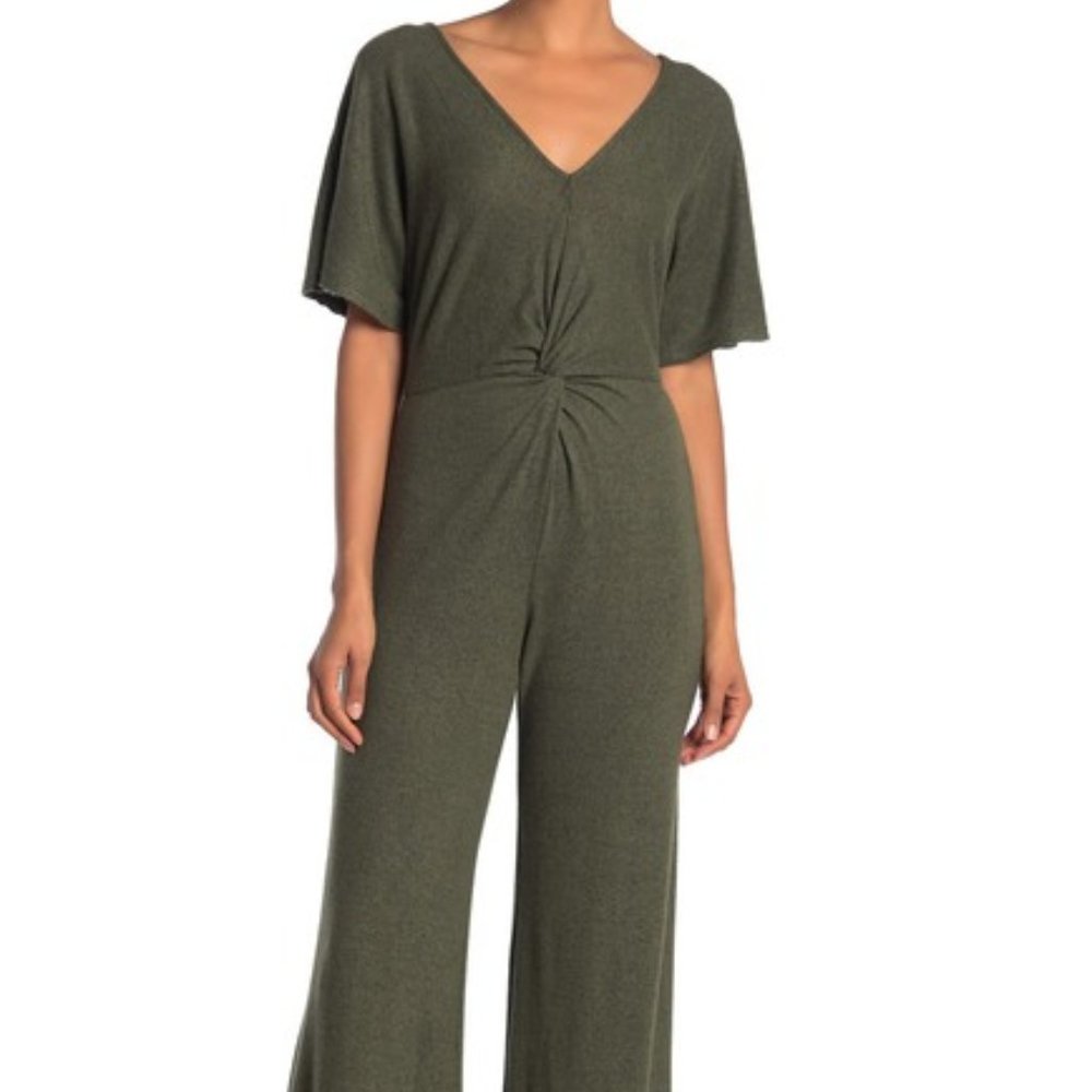 Vanity Room Front Twist V-Neck Jumpsuit - Olive(S)